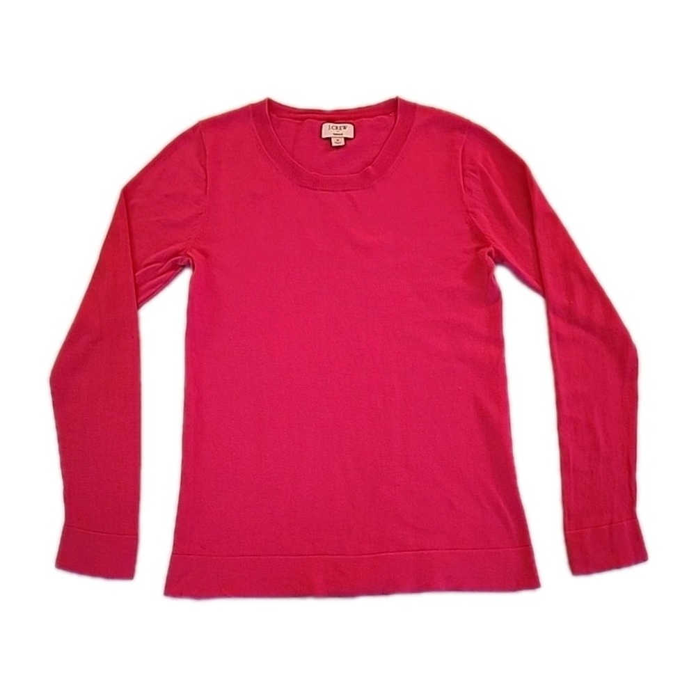 J Crew Womens Teddie Pullover Sweater S Cotton Fushia Pink Preppy Barbie Casual